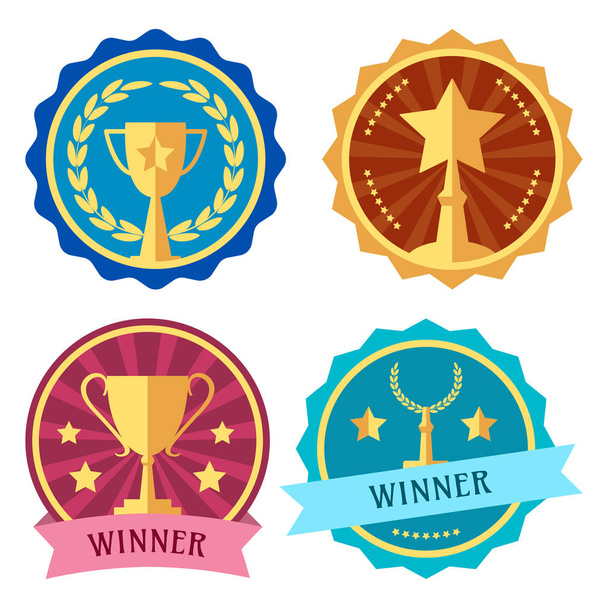 Set of label awards and cups, design logo. Vector illustration - Vektor, obrázek