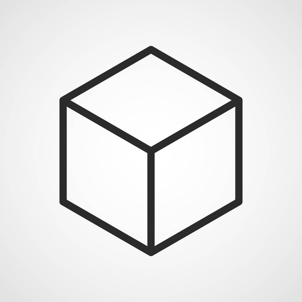 Cube linear icon in flat design. Vector illustration. 3d cube icon - Vector, Image