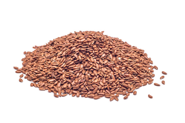 heap of flax seeds isolated - Photo, Image