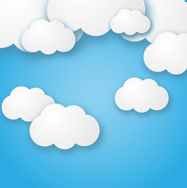 Illustration of a beautiful fluffy empty clouds on a blue background  - Photo, Image
