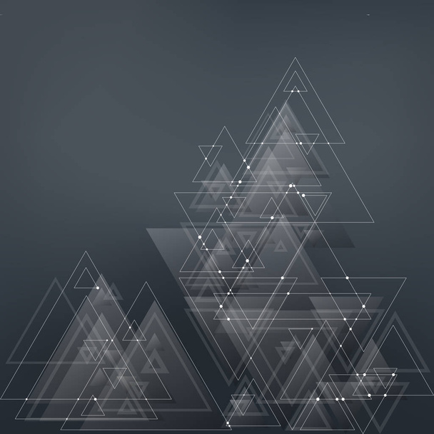 Abstract polygonal low poly vector background with blue triangles, connecting dots and lines. Connection structure. - Vektör, Görsel