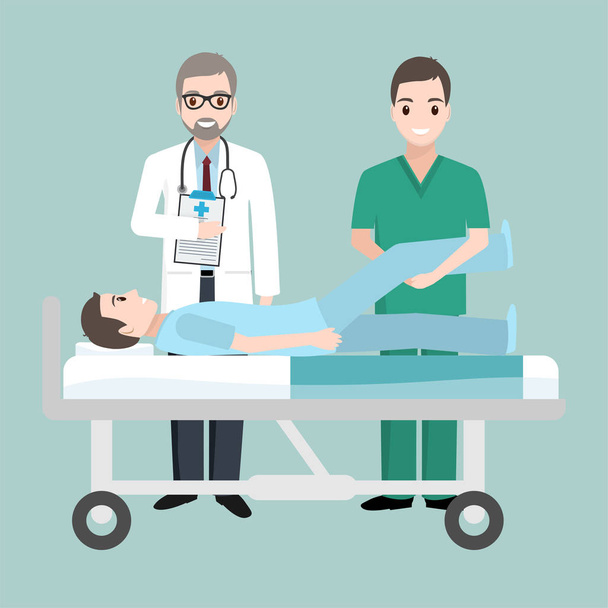 Rehabilitación del ejercicio físico del paciente y del médico, ilustración del icono de la enfermera
 - Vector, imagen