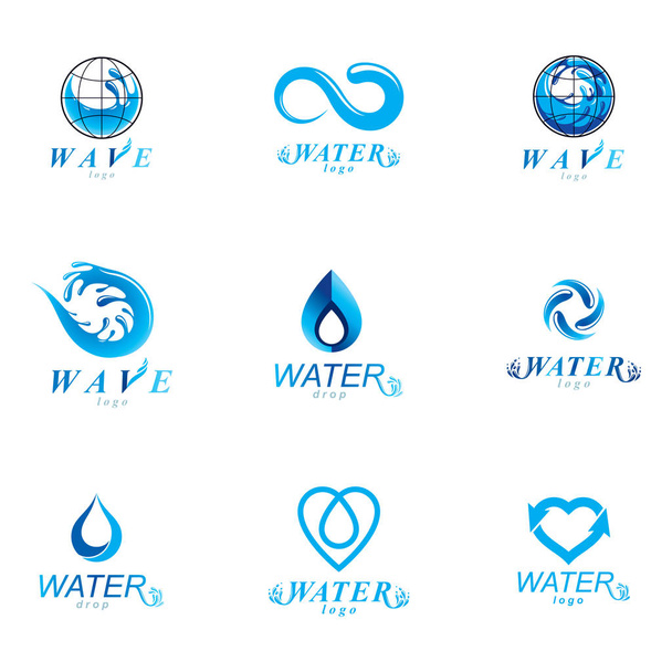 Símbolo vectorial de circulación global de agua para su uso en publicidad de agua mineral. Concepto de limpieza corporal
. - Vector, Imagen