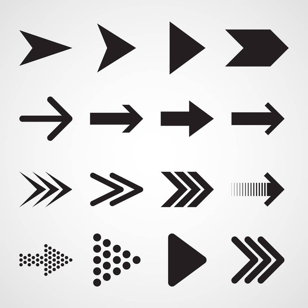 Set of black arrows. Vector illustration. Arrows collection isolated on white background. - Vector, afbeelding