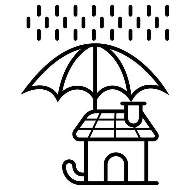 Icono de seguridad y protección. Hogar bajo paraguas
 - Vector, imagen