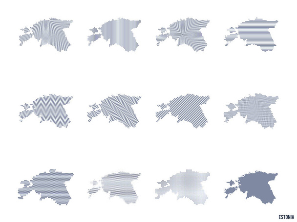 Vektor-Set abstrakter Karten von Estland in verschiedenen Stilen isoliert auf weißem Hintergrund - Vektor, Bild