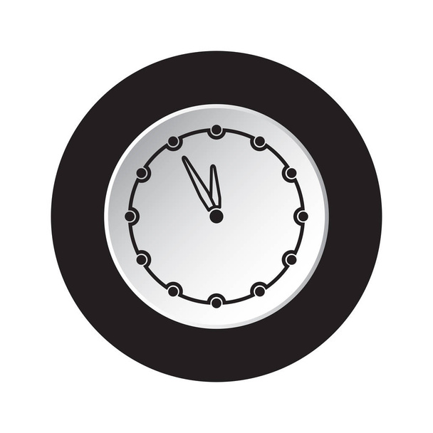 yuvarlak izole siyah beyaz düğme simgesi - son dakika saat - Vektör, Görsel