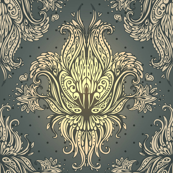 Seamless vintage background brown baroque pattern for fashion textiles, wall papers, wrapping paper. - Vector, Imagen