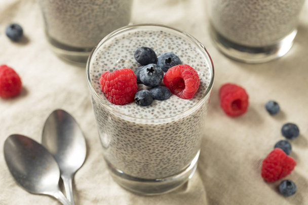 Homemade Sweet Chia Seed Pudding with Berries - Foto, Imagen