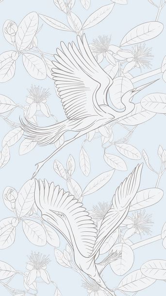Background with floral pattern with feijoa blooming flowers - Vektor, kép