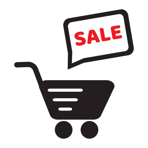 Shop icon. Trolley with sale sign, discounts. Vector illistration - Вектор,изображение