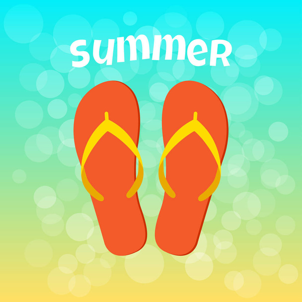 Summer banner with orange flip flop. Vector illustration - Wektor, obraz