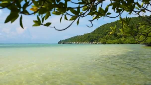 View of sunny tropical island Saracen Bay beach. Koh Rong Samloem, Cambodia.  - Footage, Video