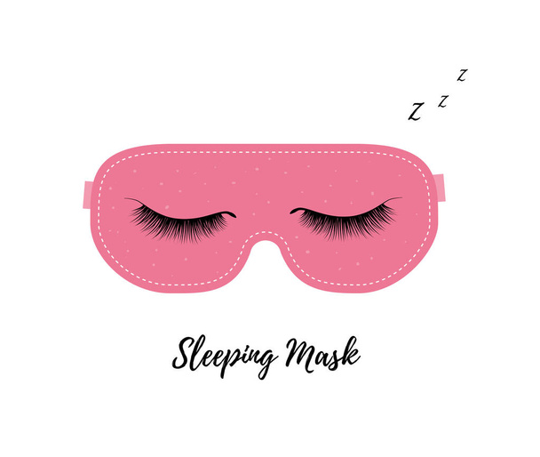 sleeping mask with eyelashes. Sleep and nigt accessory. isolated - Vetor, Imagem