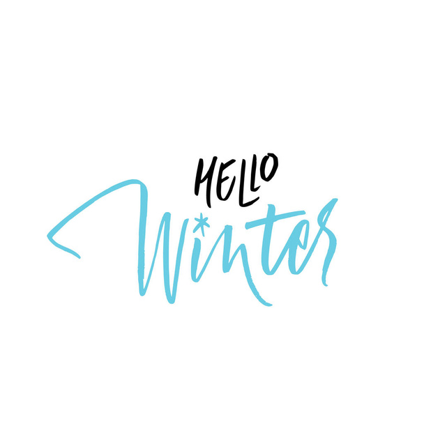 Escrito Olá Winter. Letras, caligrafia para impressão ou cartão
 - Vetor, Imagem
