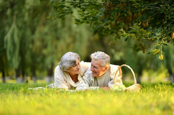 Elderly couple in park - Фото, изображение
