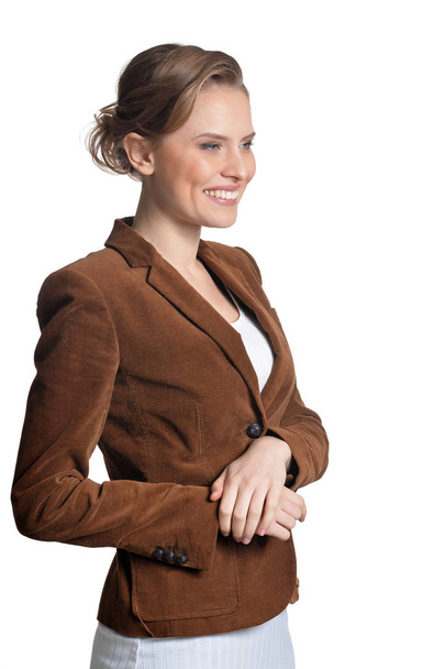 portrait of beautiful businesswoman posing isolated  on white   - Fotó, kép