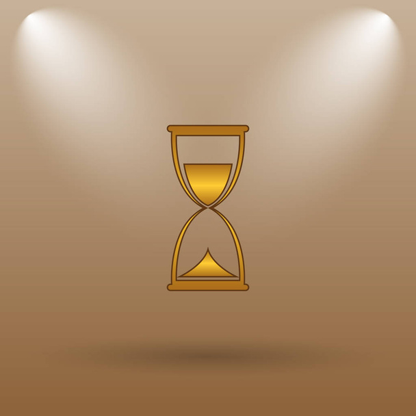 Icono de reloj de arena. Botón de Internet sobre fondo marrón
 - Foto, imagen