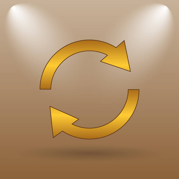 Reload two arrows icon. Internet button on brown background - Photo, Image