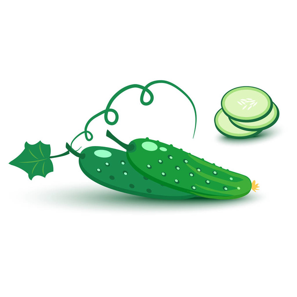 Cartoon colored cucumber, flat design, vector illustration - Vektör, Görsel