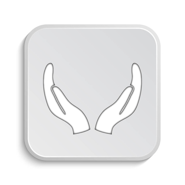Ochrana rukou ikonu. Internet tlačítko na bílém pozadí - Fotografie, Obrázek