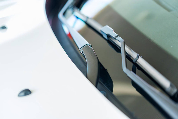 Close up modern car windshield rain wipers - Фото, изображение