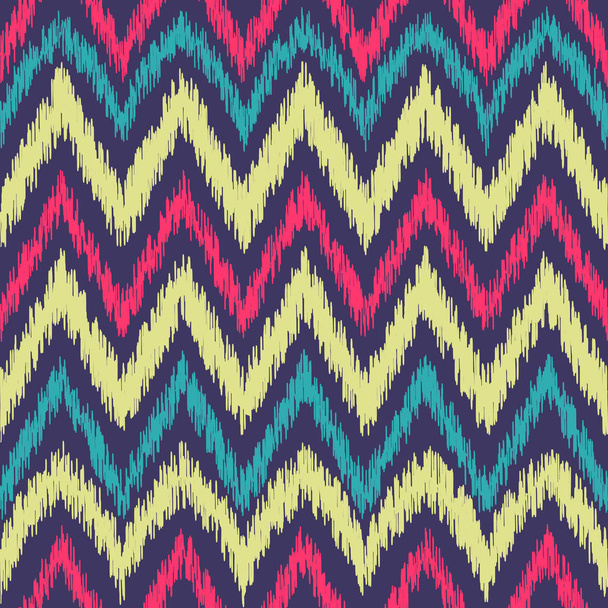 Vector seamless ikat ethnic pattern. Colorful fashion trendy design - Vector, Image