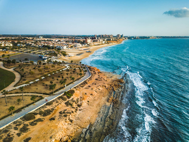 Aerial shot of Mil Palmeras seashore, Spain - Foto, Imagem