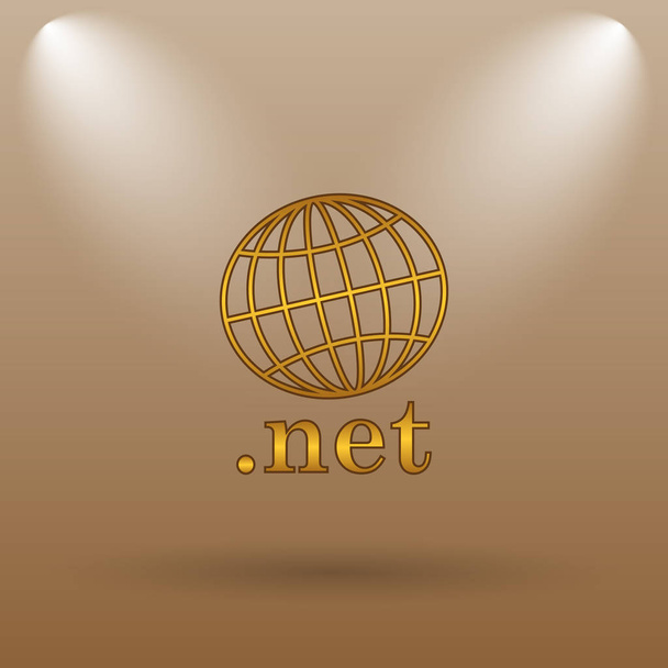 .net のアイコン。茶色の背景のインター ネット ボタン - 写真・画像