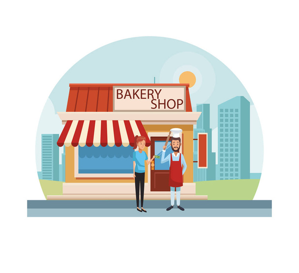 Tienda de panadería en la ciudad
 - Vector, imagen