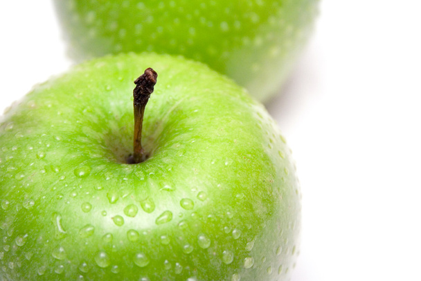 Two Green Apples with Raindrops - 写真・画像