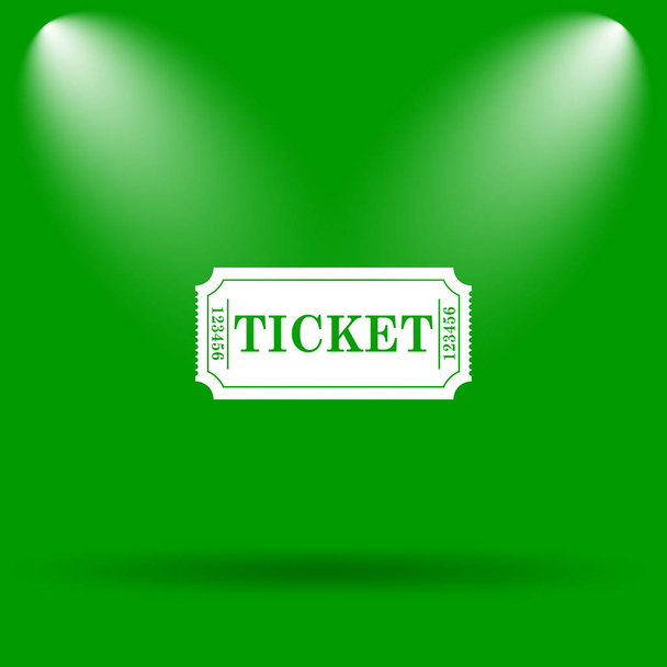 Bioscoop ticket pictogram. Internet knop op groene achtergrond - Foto, afbeelding