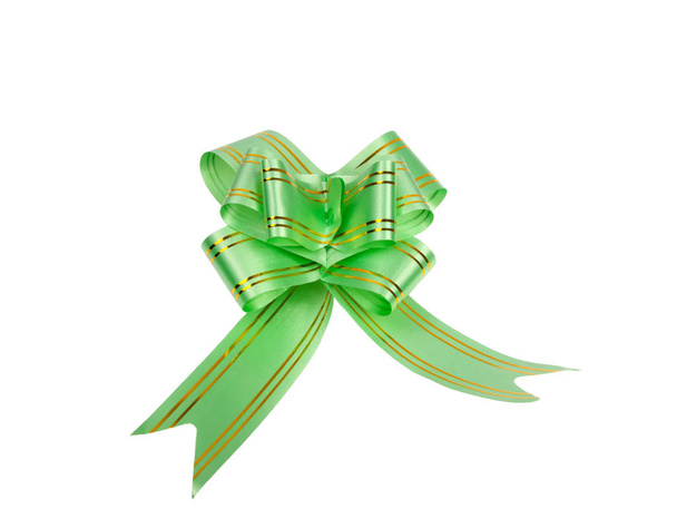 Green bow isolated on the white for decor or gift - Photo, image
