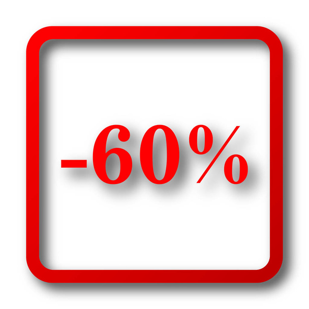 60 pour cent icône de réduction. Bouton Internet sur fond blanc
 - Photo, image