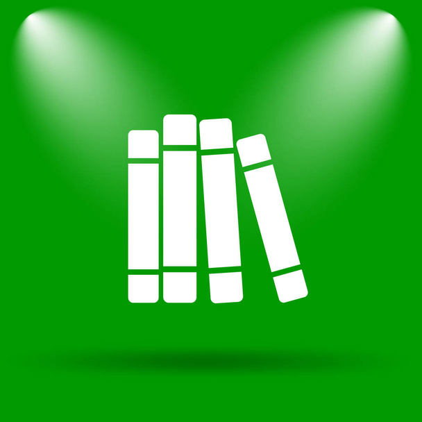 Icône bibliothèque de livres. Bouton Internet sur fond vert
 - Photo, image