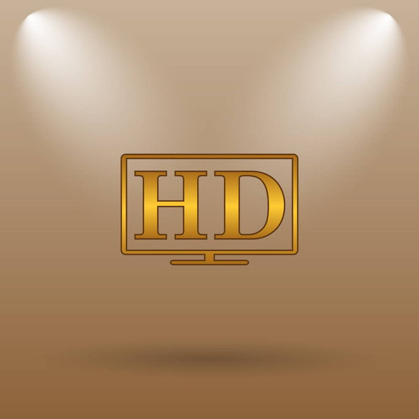 HD TV icon. Internet button on brown background - Photo, Image