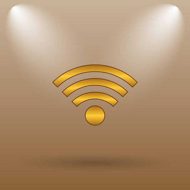 Значок беспроводного сигнала. Кнопка Интернет на коричневом фоне
 - Фото, изображение