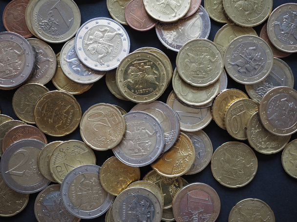 Euro coins of different denomination (EUR) released by Lithuania - Photo, Image