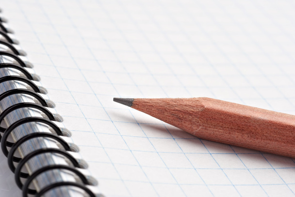Close-up pencil on spiral notebook - Zdjęcie, obraz
