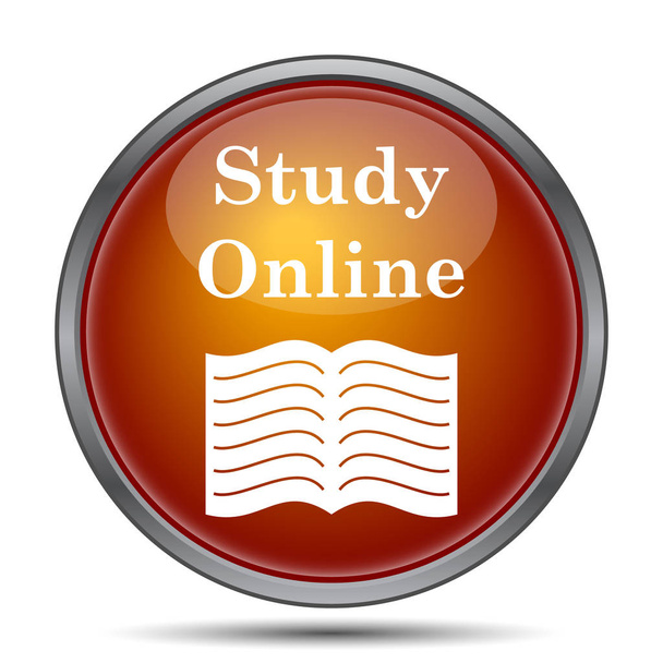 Study online icon. Кнопка Интернет на белом фоне
 - Фото, изображение