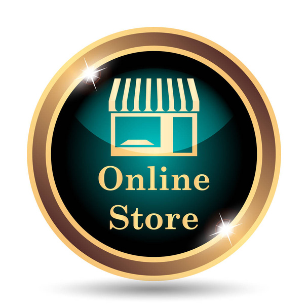 Online mağaza simgesi. Beyaz arka plan üzerinde Internet düğmesi - Fotoğraf, Görsel