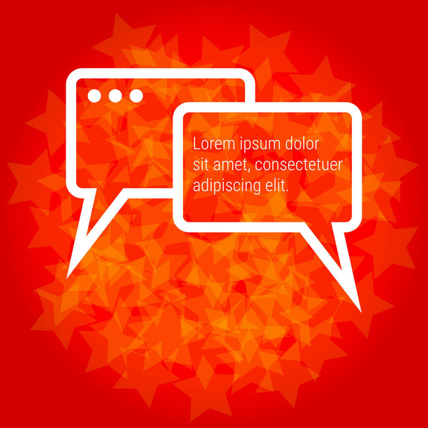Two White Vector Message Bubbles on a Red Background with Abstract Stars. - Vektori, kuva