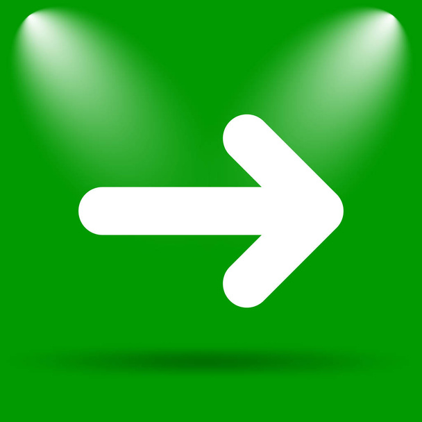 Jobbra nyíl ikonra. Internet gomb zöld háttér - Fotó, kép