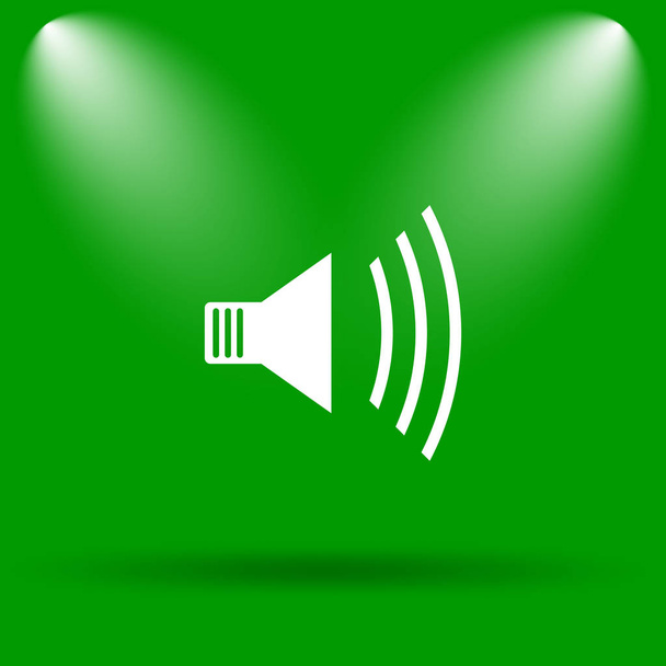 スピーカーのアイコン。緑の背景のインター ネット ボタン - 写真・画像