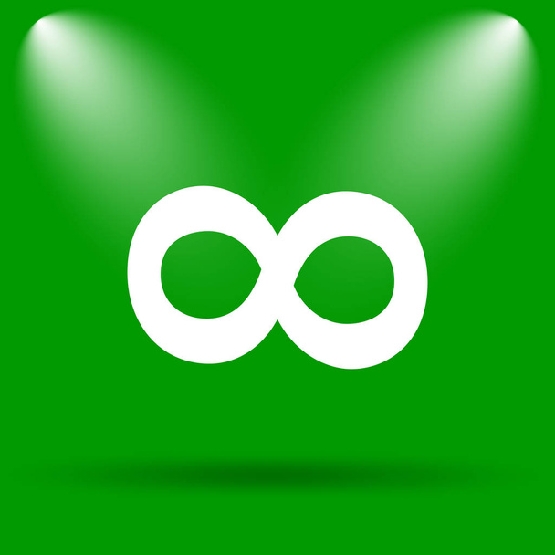 Icona del segno dell'infinito. Pulsante Internet su sfondo verde
 - Foto, immagini