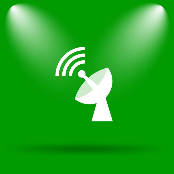 Значок беспроводной антенны. Кнопка Интернет на зеленом фоне
 - Фото, изображение