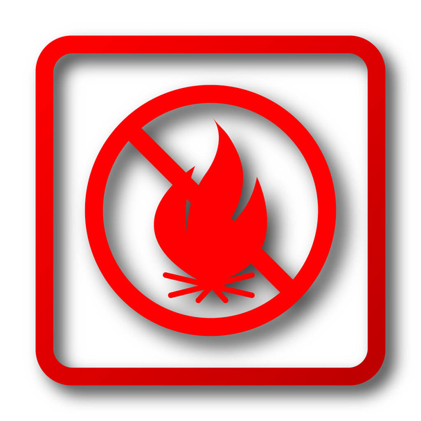 Vuur verboden pictogram. Internet knop op witte achtergrond - Foto, afbeelding