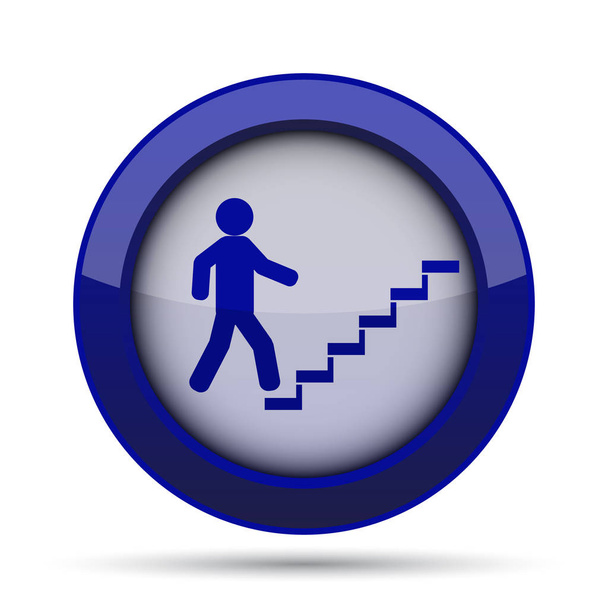Lépcsőn - ikon sikeres üzletember. Internet gomb fehér háttér - Fotó, kép