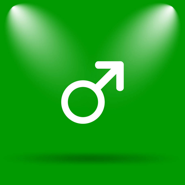 Αρσενικό σύμβολο εικονίδιο. Κουμπί Internet σε πράσινο φόντο - Φωτογραφία, εικόνα