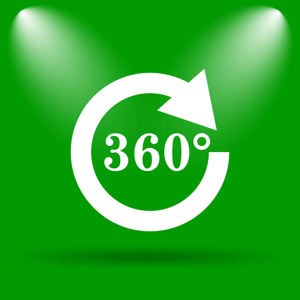 Reload 360-pictogram. Internet knop op groene achtergrond - Foto, afbeelding